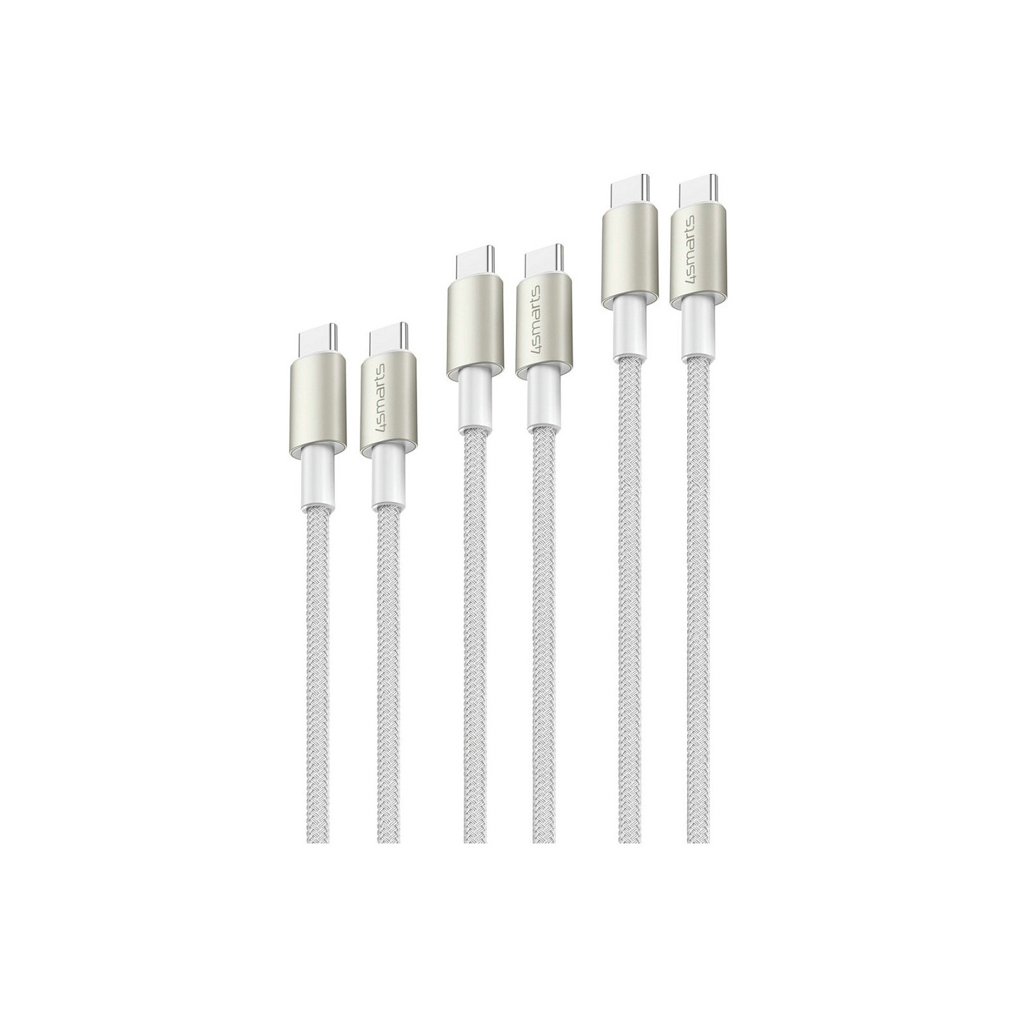 4smarts USB-C auf USB-C Kabel PremiumCord 60W 3erSet wei silb — Buy in Cyprus with Fast Delivery