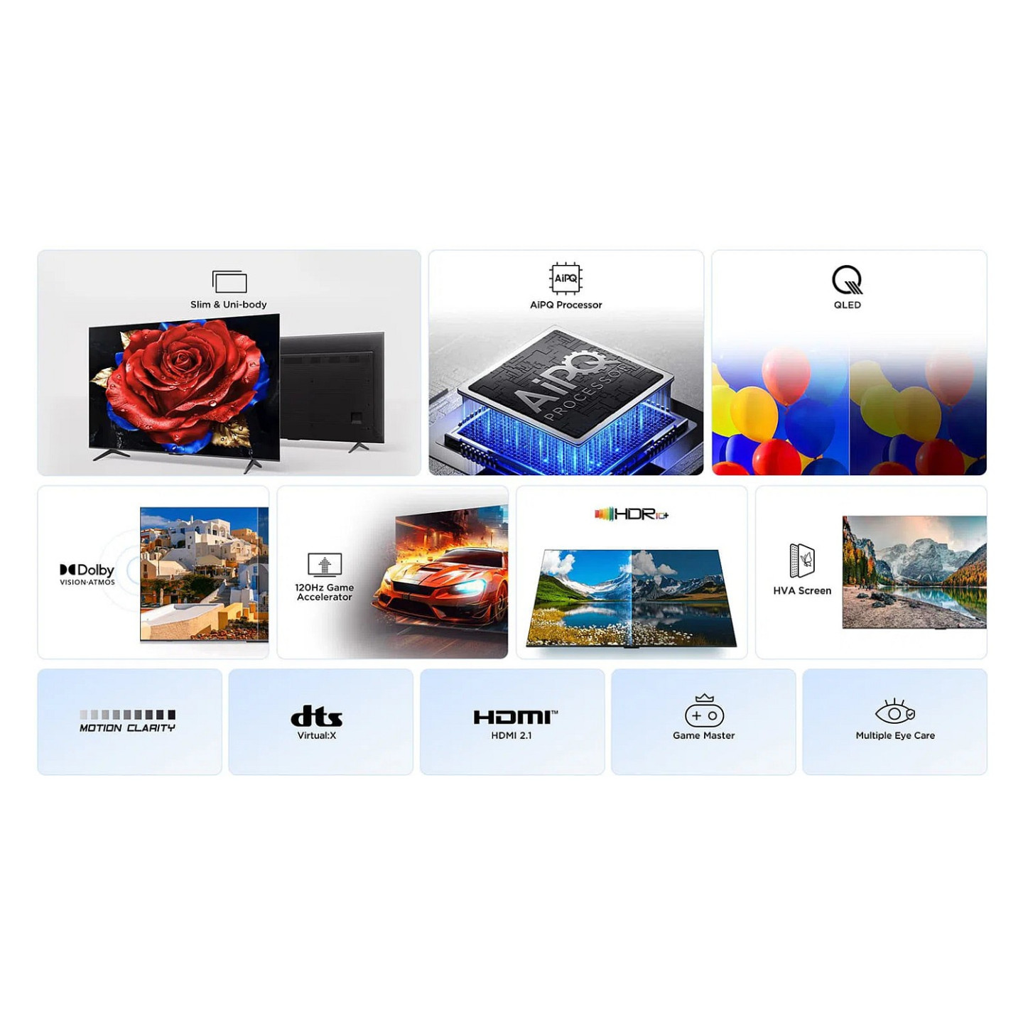 108cm 43' (3840x2160) TCL 43T69C 16:9 LED 60Hz 3x HDMI 1x USB LAN WLAN Google TV Dolby Audio HDR10 Black