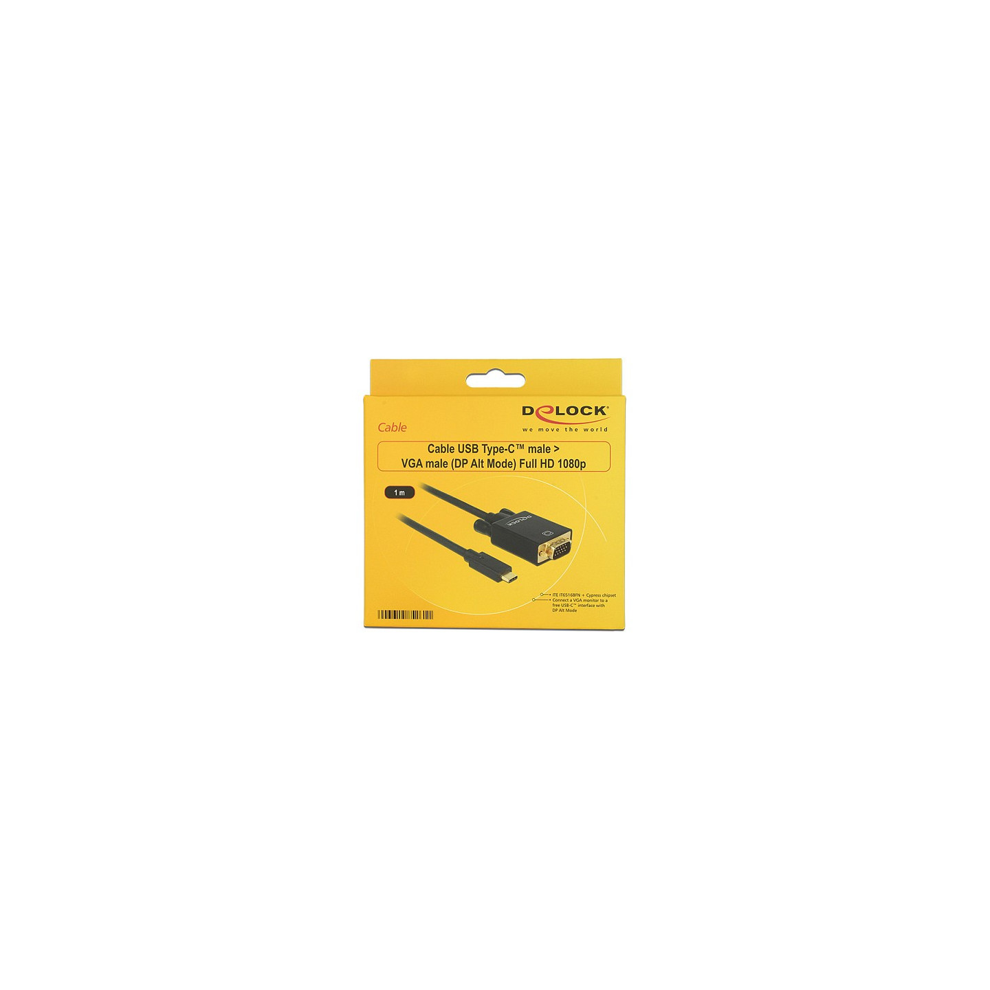USB C to VGA Stecker DP-Alt Mode Full HD 1080p 1 m schwarz Delock — Buy in Cyprus with Fast Delivery