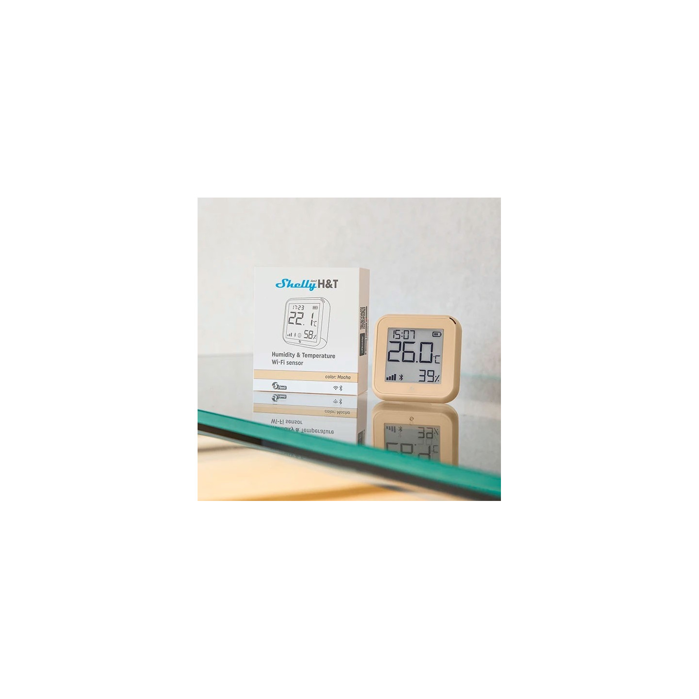 Shelly Plug & Play 'H&T Gen. 3 Matte Mocha' Temperatur- & Feuchtigkeitssensor WLAN BT USB-C Batterie (n.e.)