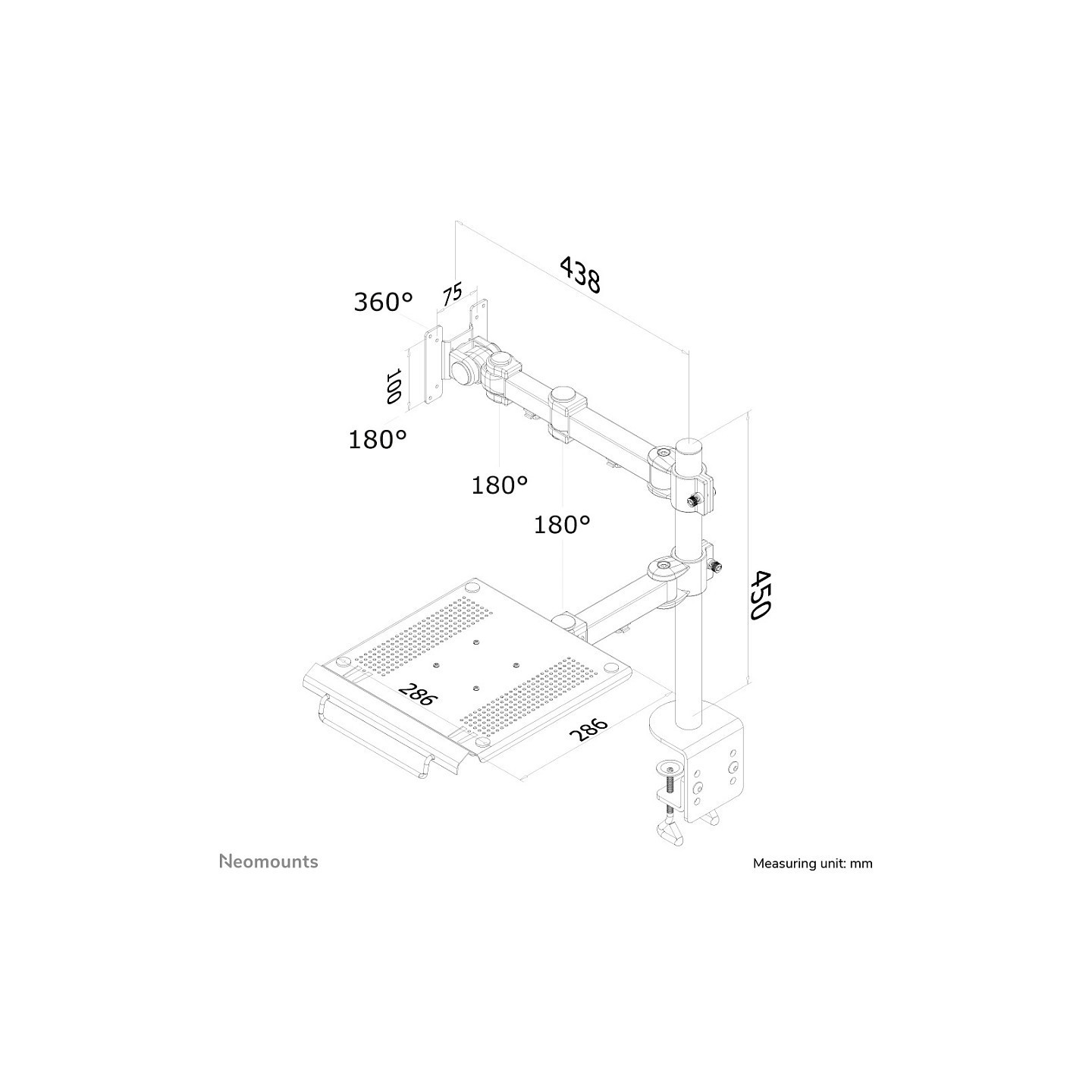 Tischhalterung für Notebooks und Flachbildschirme bis 27' (69 cm) 10KG FPMA-D960NOTEBOOK Neomounts