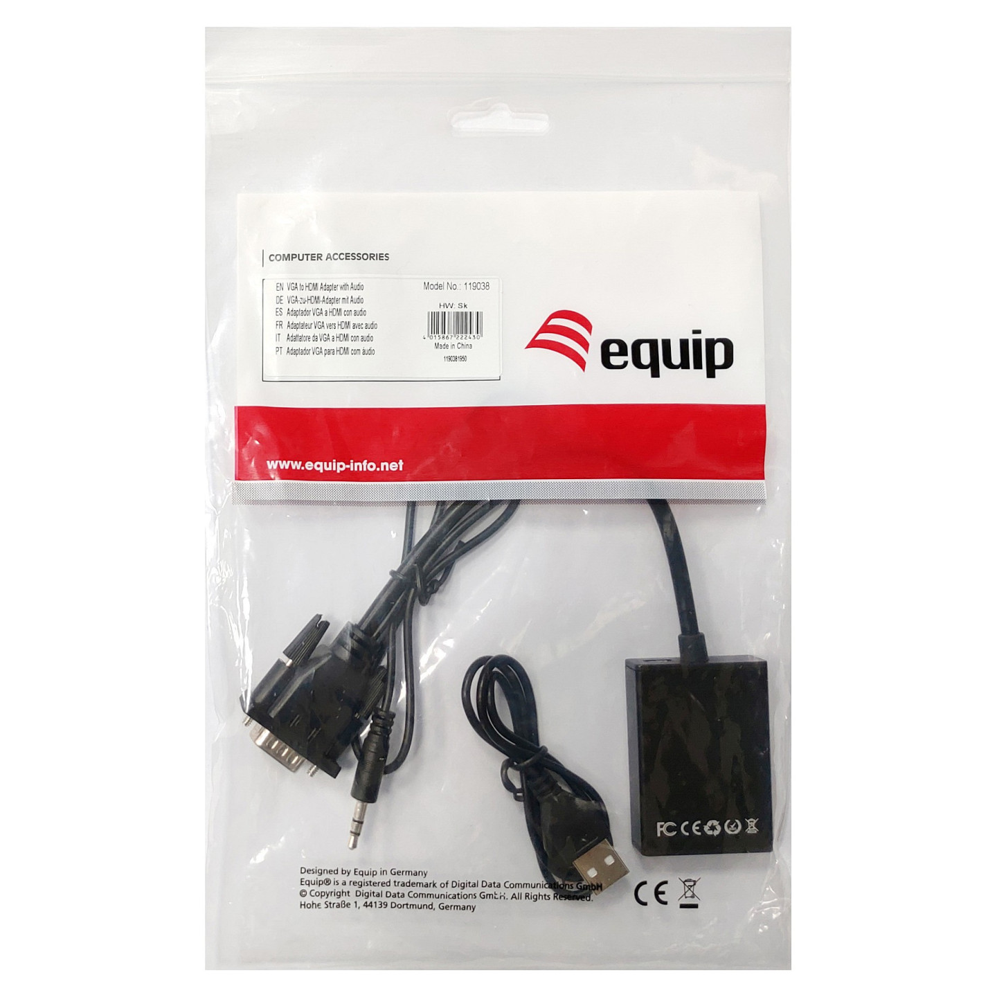 Equip VGA auf HDMI Adapter. mit Audio. schwarz. 15cm — Buy in Cyprus with Fast Delivery