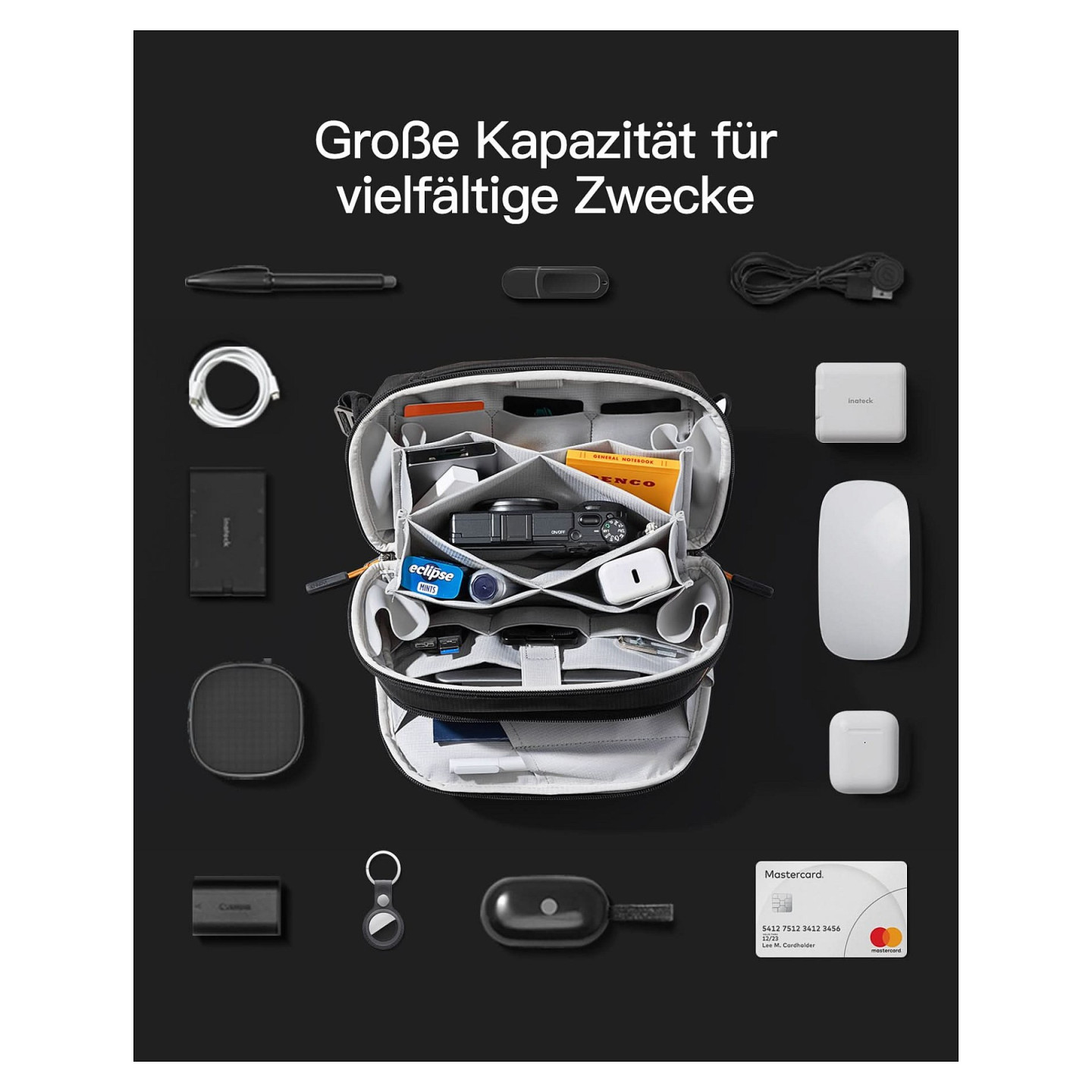 inateck Kabeltasche black 27cm 15.8cm 11cm — Buy in Cyprus with Fast Delivery