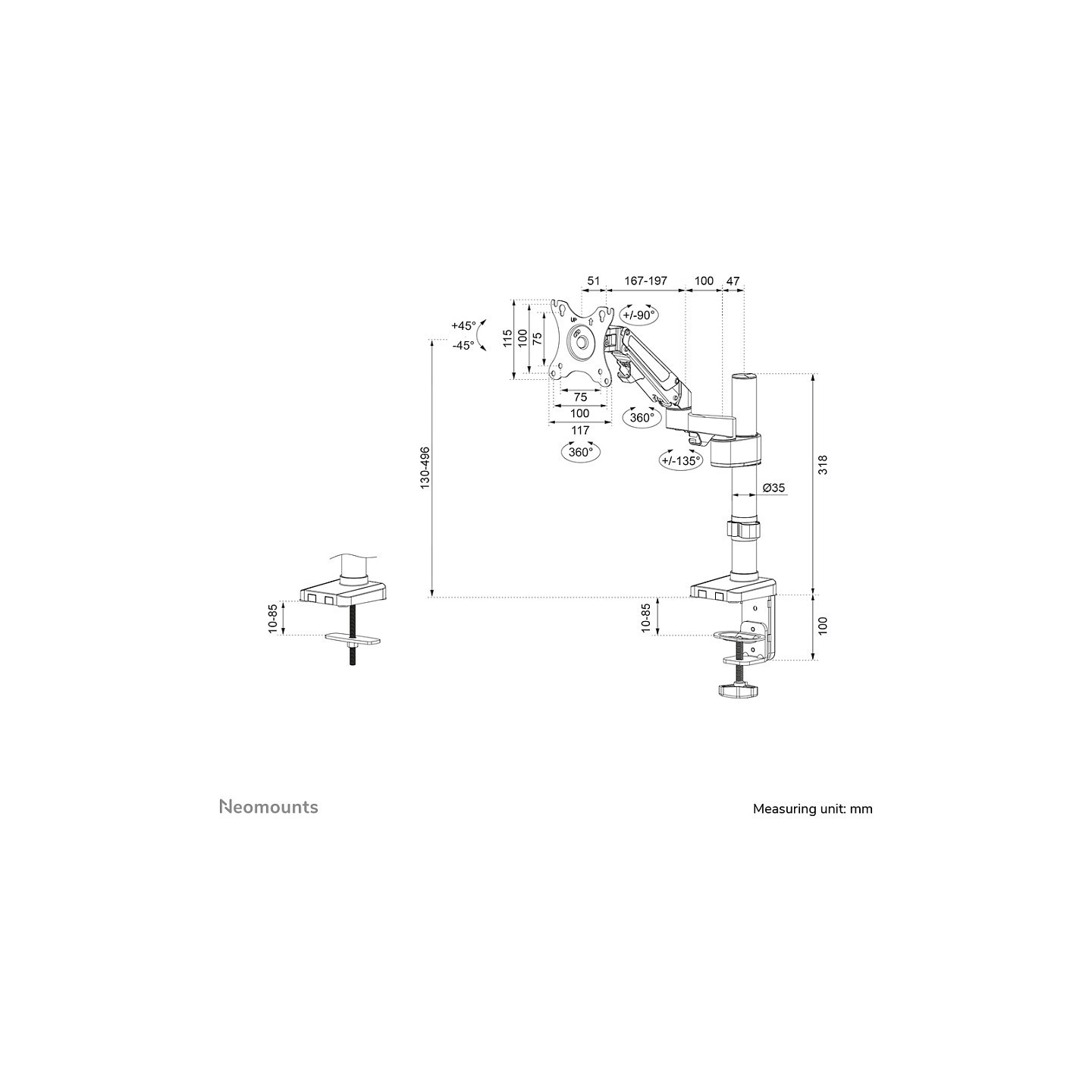 Full-Motion-Tischhalterung für 17-27' Bildschirme 7KG DS70-750BL1 Neomounts — Buy in Cyprus with Fast Delivery