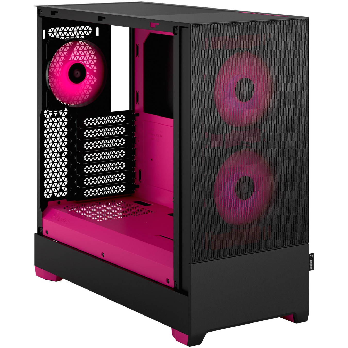 Fractal Design Pop Air RGB - Mid Tower PC Case - Black & Magenta, Tempered Glass, ATX/mATX/mITX