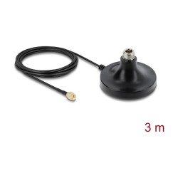 Delock Magnetischer Antennen Standfuß 1 x N Buchse zu 1 x RP-SMA Stecker ULA100 3 m outdoor schwarz