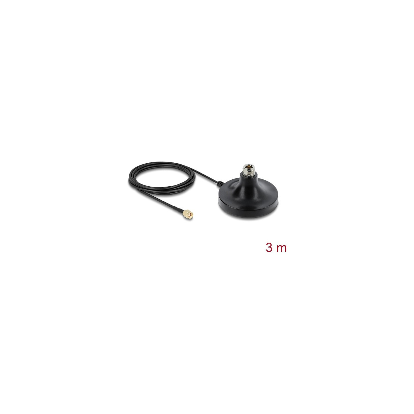 Delock Magnetischer Antennen Standfuß 1 x N Buchse zu 1 x RP-SMA Stecker ULA100 3 m outdoor schwarz