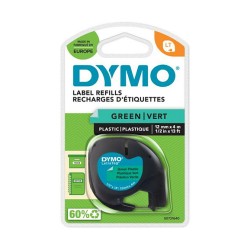 Dymo LabelWriter - LetraTag Kunststoff Etiketten - 12 mm x 4 m - Schwarz auf Grün - (S0721640)