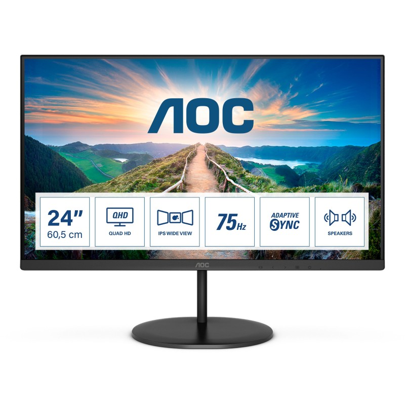 Buy AOC Q24V4EA - 23.8" QHD IPS Monitor - 2560x1440, 75Hz, 4ms, HDMI & DP, Matte... in Cyprus, Nicosia, Limassol, Larnaka, Pafos