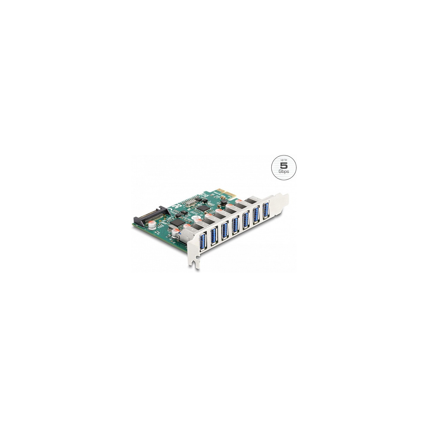 PCI Express x1 Karte zu 7 x extern USB 5 Gbps Typ-A Buchse — Buy in Cyprus with Fast Delivery