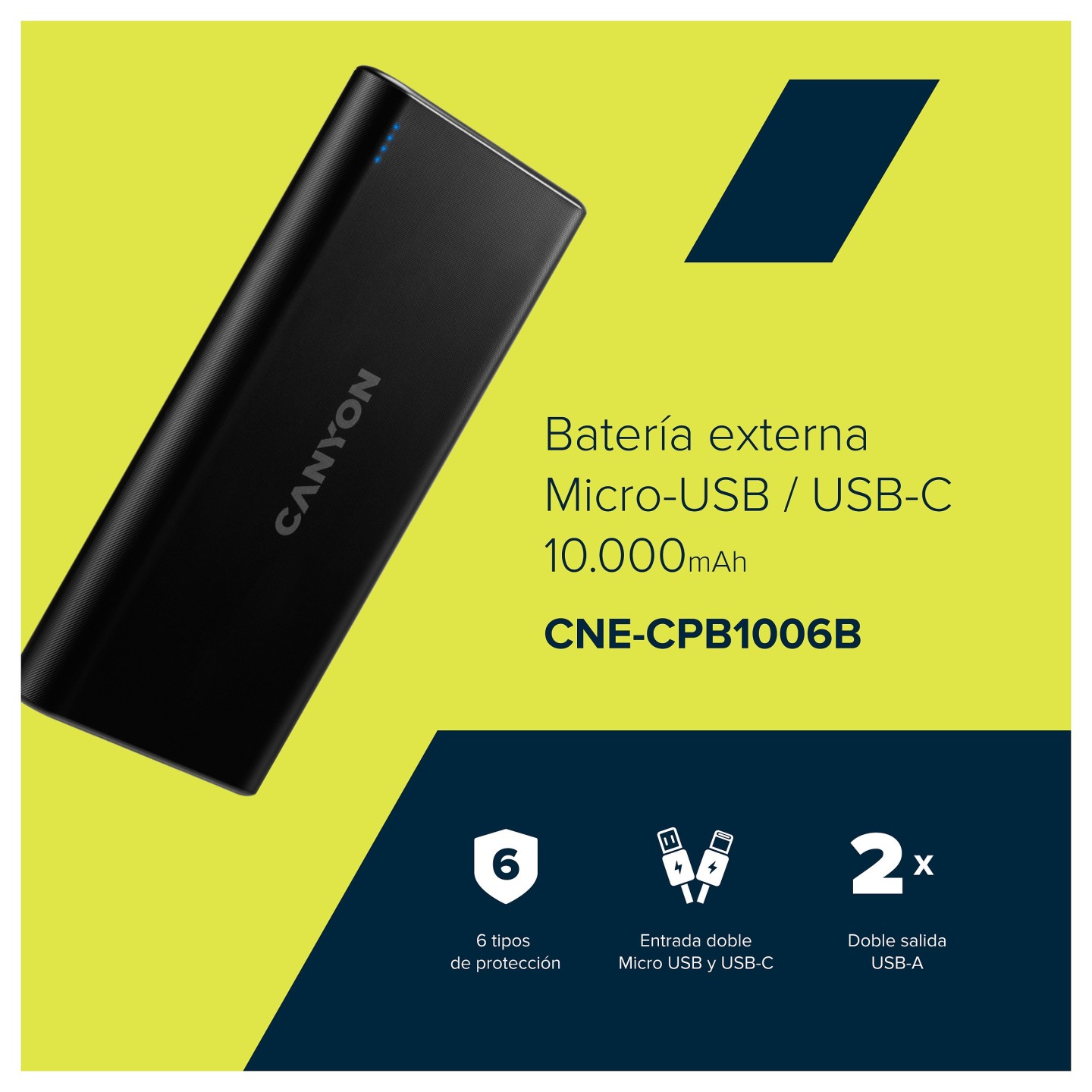 Canyon PB-106 Powerbank 10.000 mAh black — Buy in Cyprus with Fast Delivery