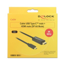 USB C to HDMI Stecker (4K 60Hz) 2 m schwarz Delock — Buy in Cyprus with Fast Delivery