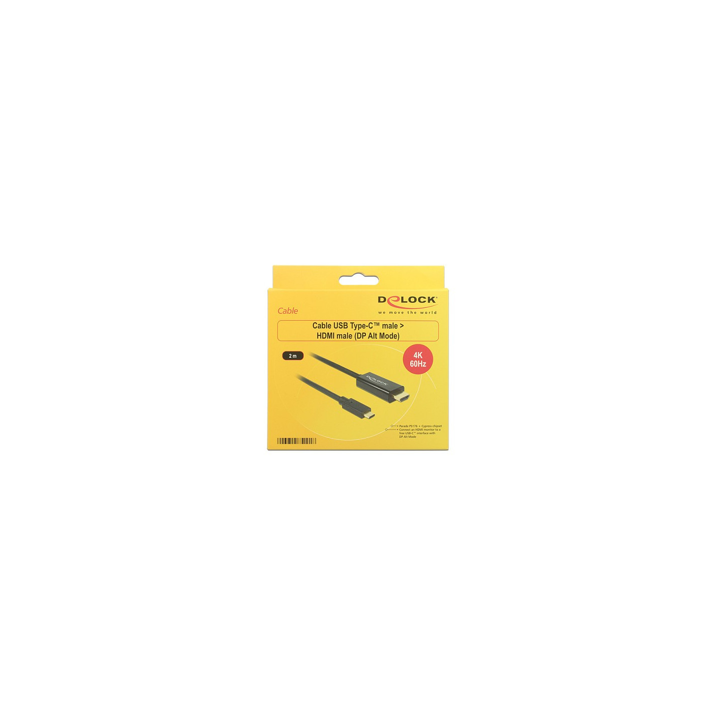 USB C to HDMI Stecker (4K 60Hz) 2 m schwarz Delock — Buy in Cyprus with Fast Delivery