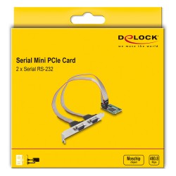 Mini PCIe Karte full size zu 2 x Seriell RS-232 D-Sub 9 Pin — Buy in Cyprus with Fast Delivery
