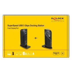 D DeLOCK Dockingstation 4xUSB3.2 2xDisplayPort 4K RJ45 Ethernet Audio Black — Buy in Cyprus with Fast Delivery