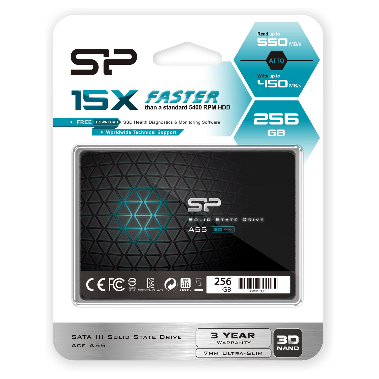 2.5' 256GB Silicon Power SATAIII A55 3D Nand TLC — Buy in Cyprus with Fast Delivery