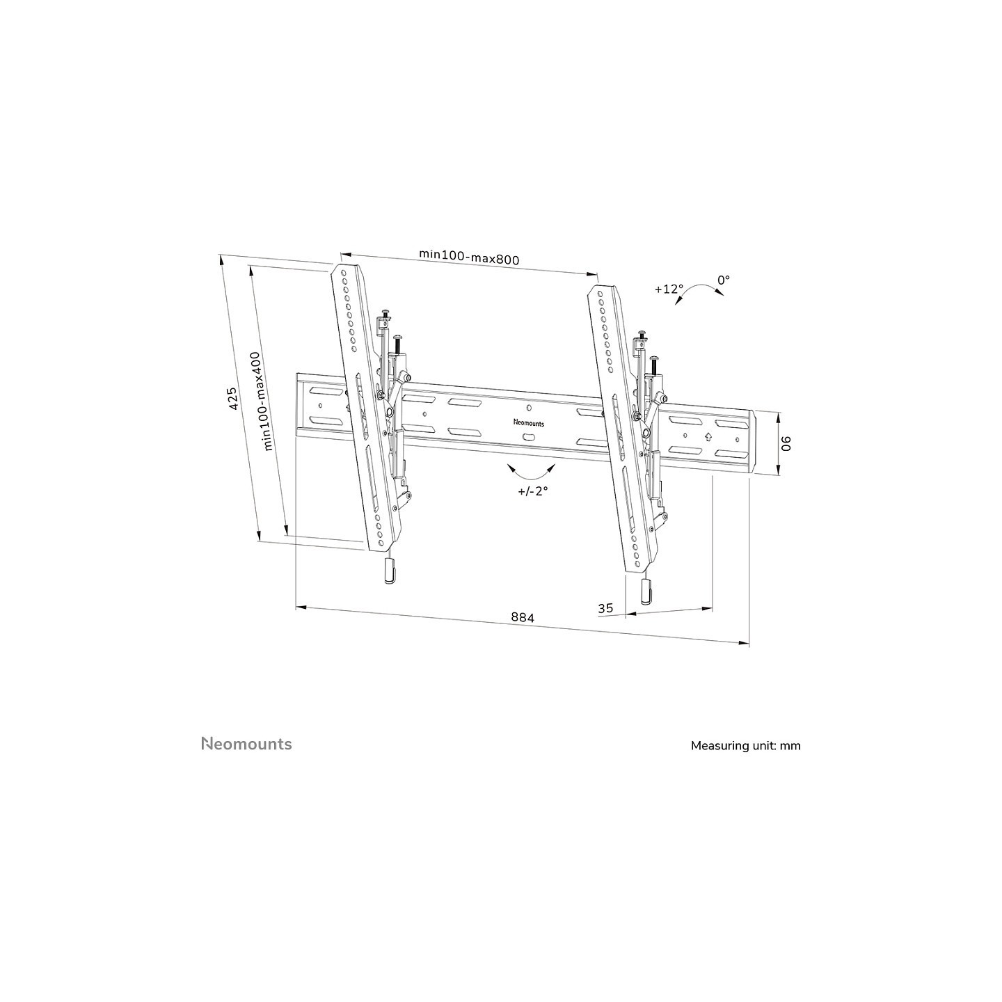 Neomounts WL35S-850BL18 neigbare Wandhalterung für 43-98' Bildschirme - Schwarz — Buy in Cyprus with Fast Delivery