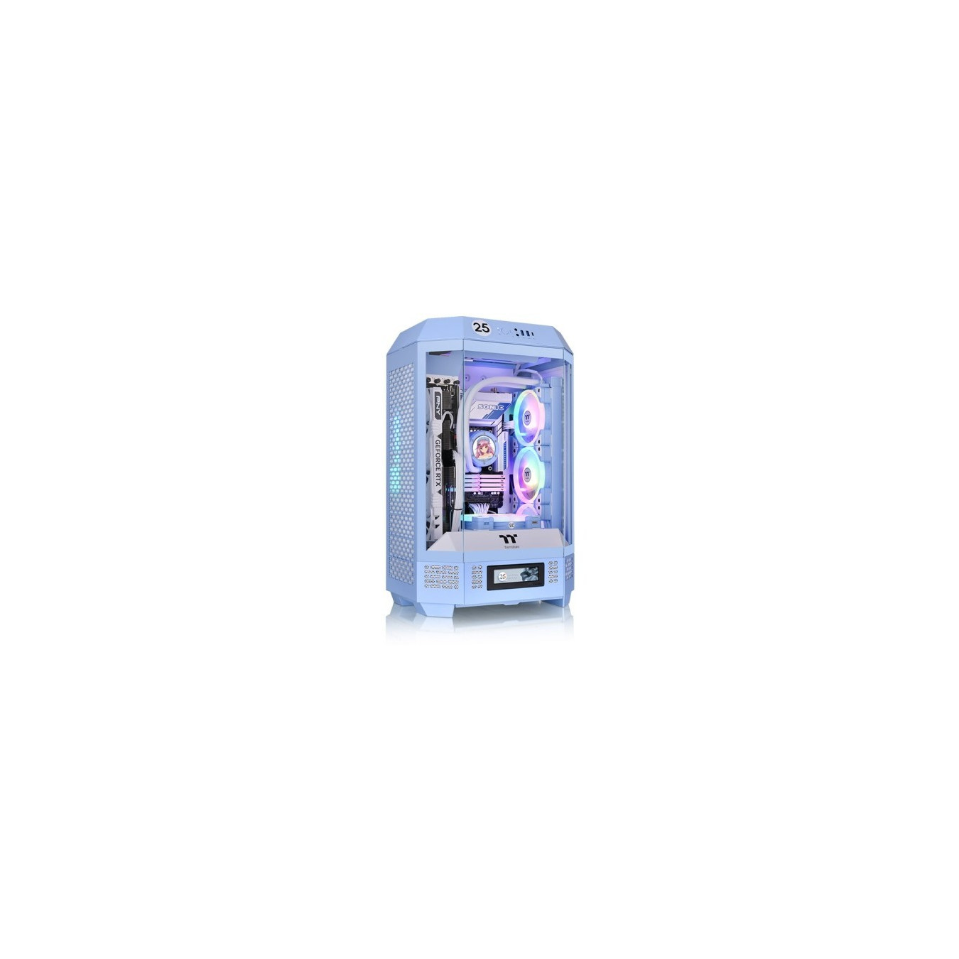 Thermaltake The Tower 300 - Hydrangea Blue - Micro-ATX/Mini-ITX Tempered Glass Case, Bottom PSU