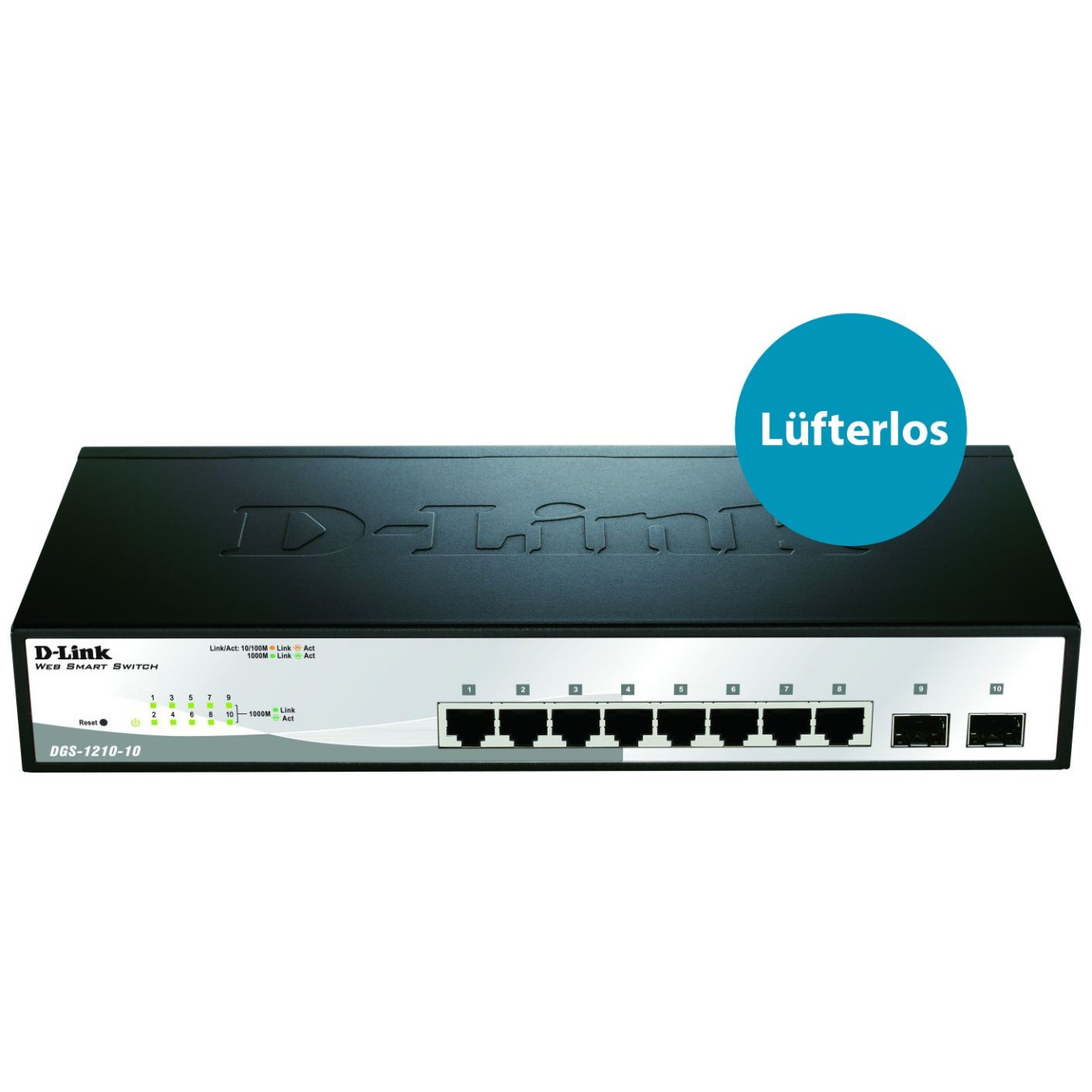 D-Link DGS-1210-10 - 8-Port Managed Gigabit L2 Switch - 2x SFP, 1U Rackmount, Black/Grey — Buy in Cyprus with Fast Delivery