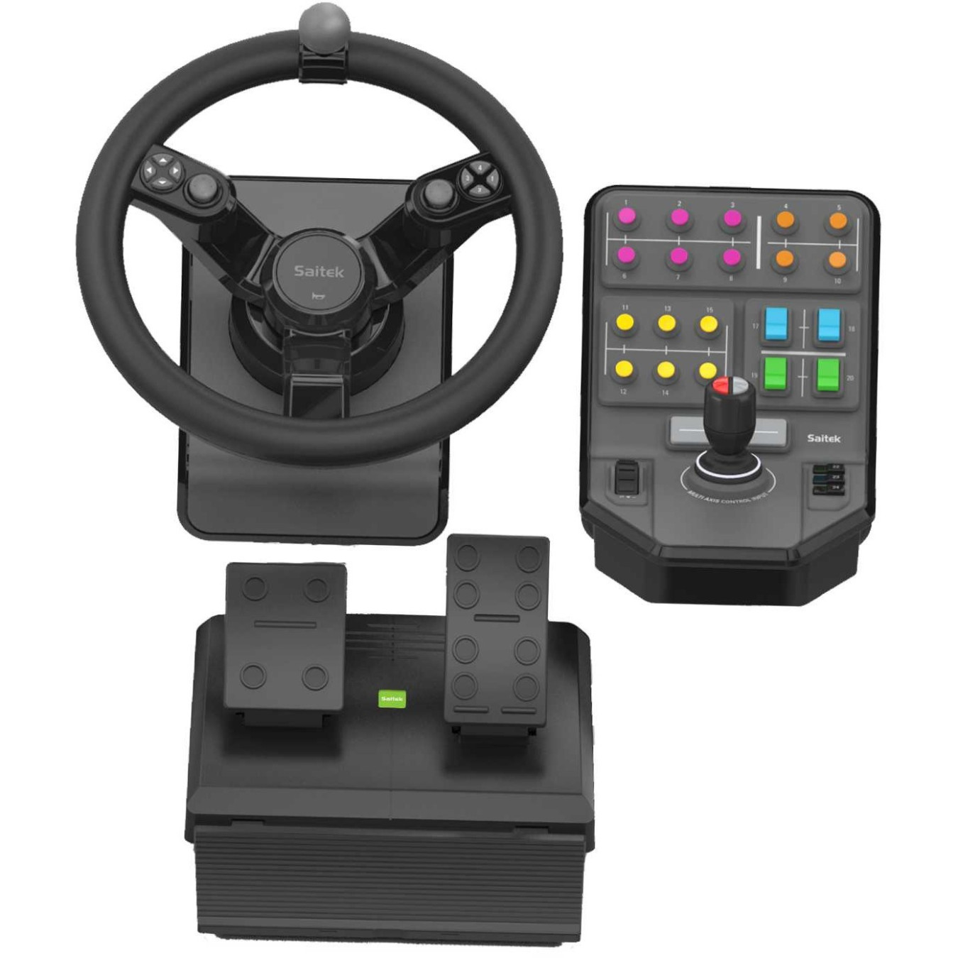 Logitech G Saitek Farm Sim Controller - Heavy Equipment Bundle - Black, 900° Wheel & Pedals, Wired USB, PC