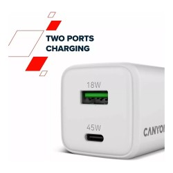 Canyon Charger CU45AC GaN 45W 1xPD 1xQC EU white — Buy in Cyprus with Fast Delivery