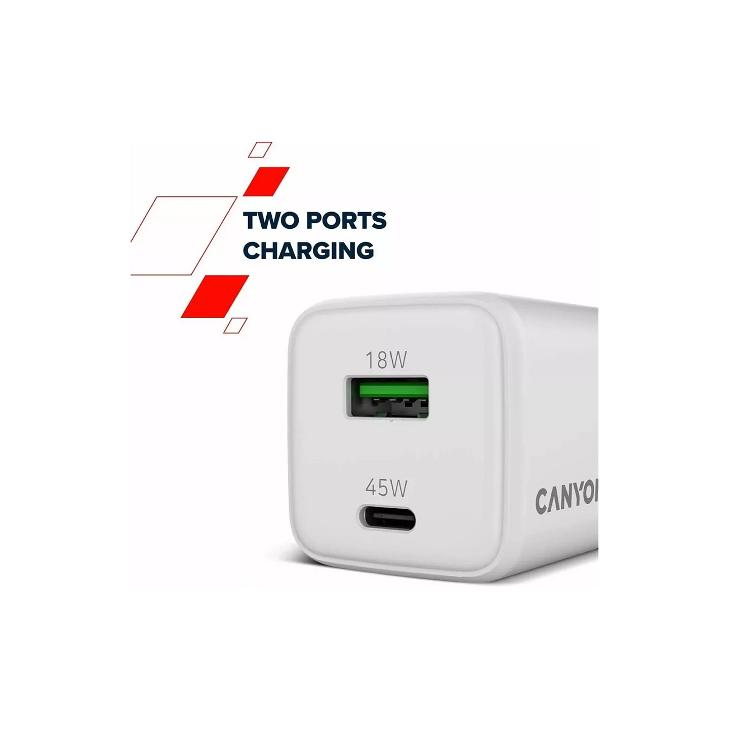 Canyon Charger CU45AC GaN 45W 1xPD 1xQC EU white — Buy in Cyprus with Fast Delivery