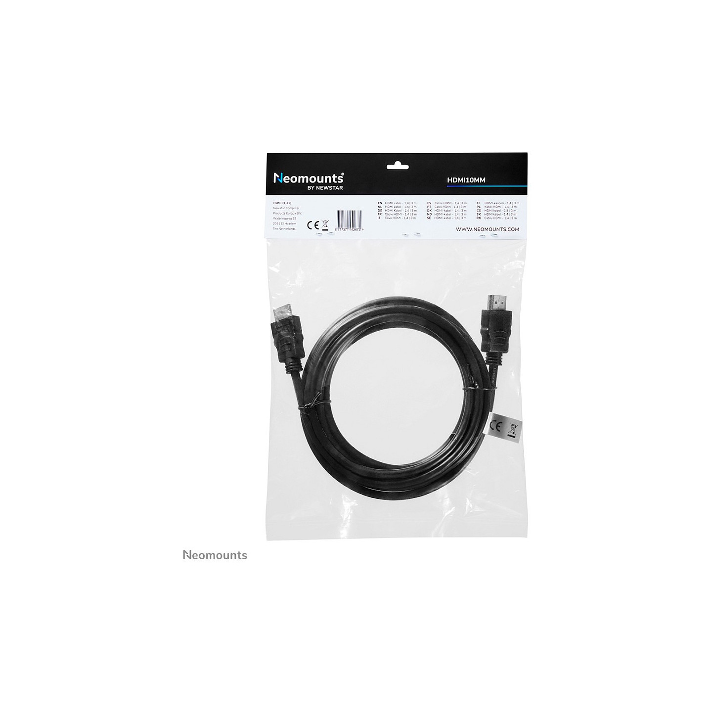 HDMI 14 Kabel. High Speed. HDMI 19 Pins M M. 3 Meter KG HDMI10MM Neomounts — Buy in Cyprus with Fast Delivery