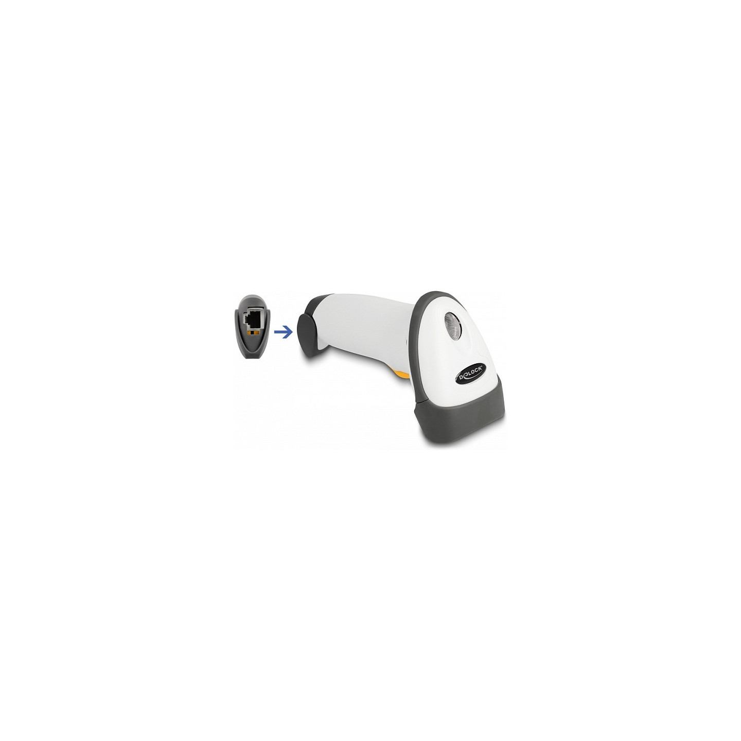 Delock USB Barcode Scanner 1D mit Anschlusskabel und Halterung - Laser - hellgrau — Buy in Cyprus with Fast Delivery