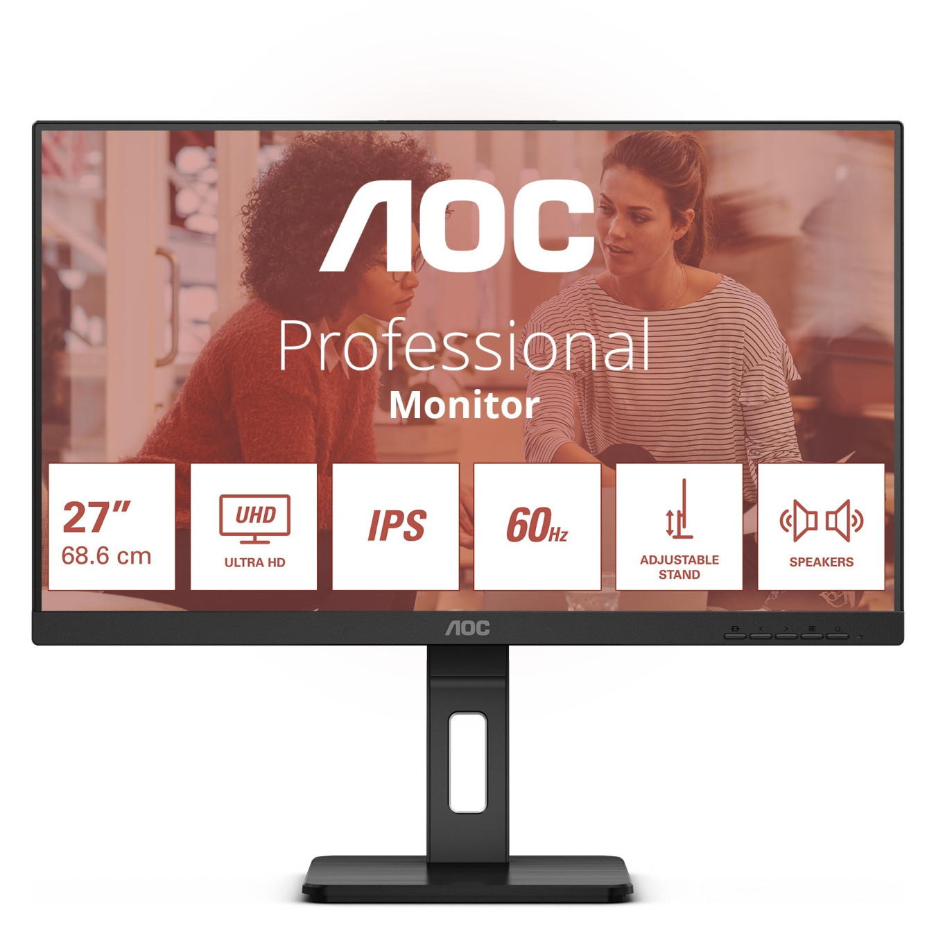 AOC U27E3UF - 27in 4K (3840x2160) IPS LED Monitor, 4ms GTG, 60Hz, Height-Adjustable, Black — Buy in Cyprus with Fast Delivery