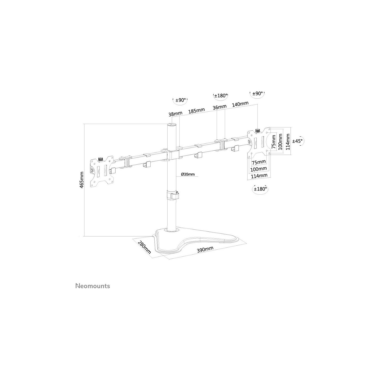 Neomounts FPMA-D550DDBLACK Tischhalterung für zwei Flachbildschirme bis 32' 8KG — Buy in Cyprus with Fast Delivery