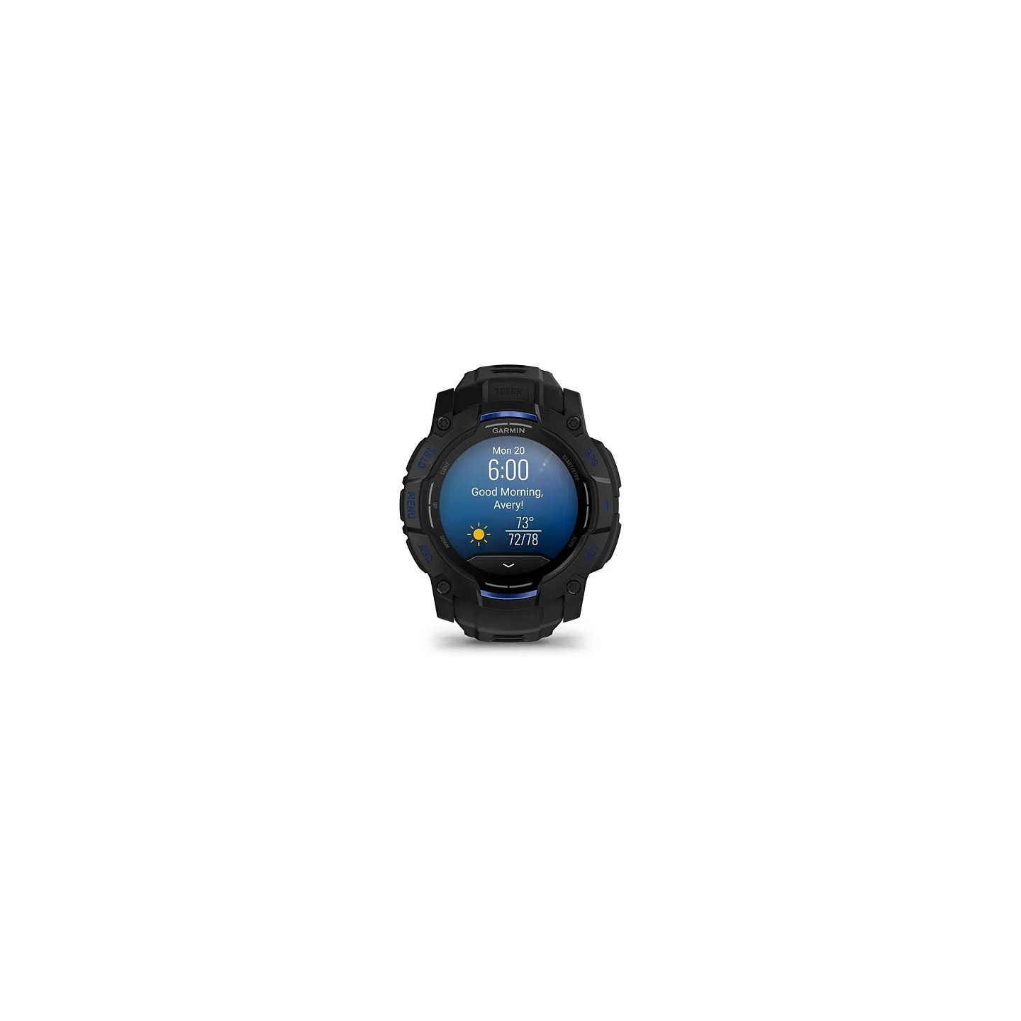 Garmin Instinct® AMOLED black mit Silikon-Wechselarmband 26 mm bolt blue — Buy in Cyprus with Fast Delivery