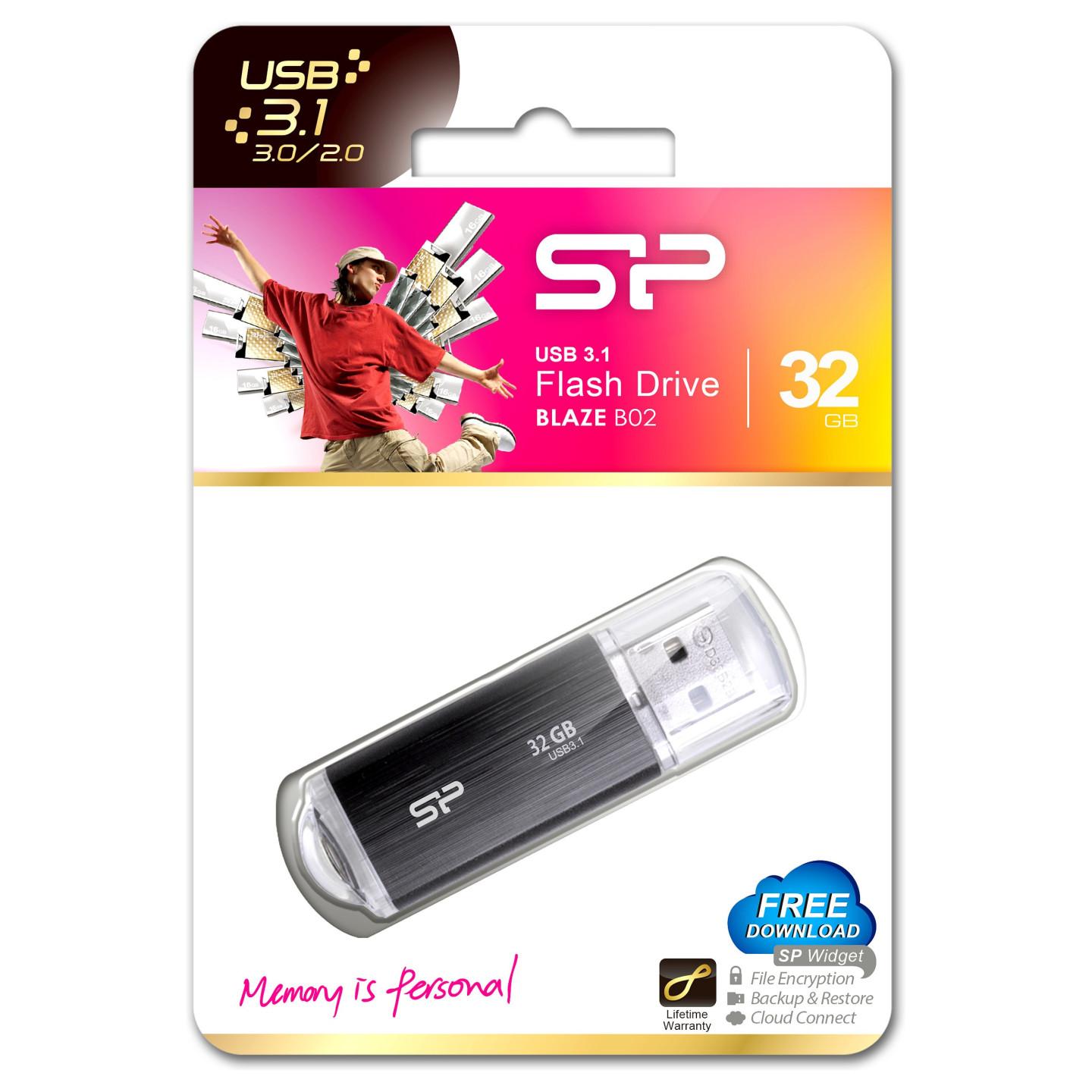 STICK USB3.1 32GB Silicon Power B02 Black — Buy in Cyprus with Fast Delivery