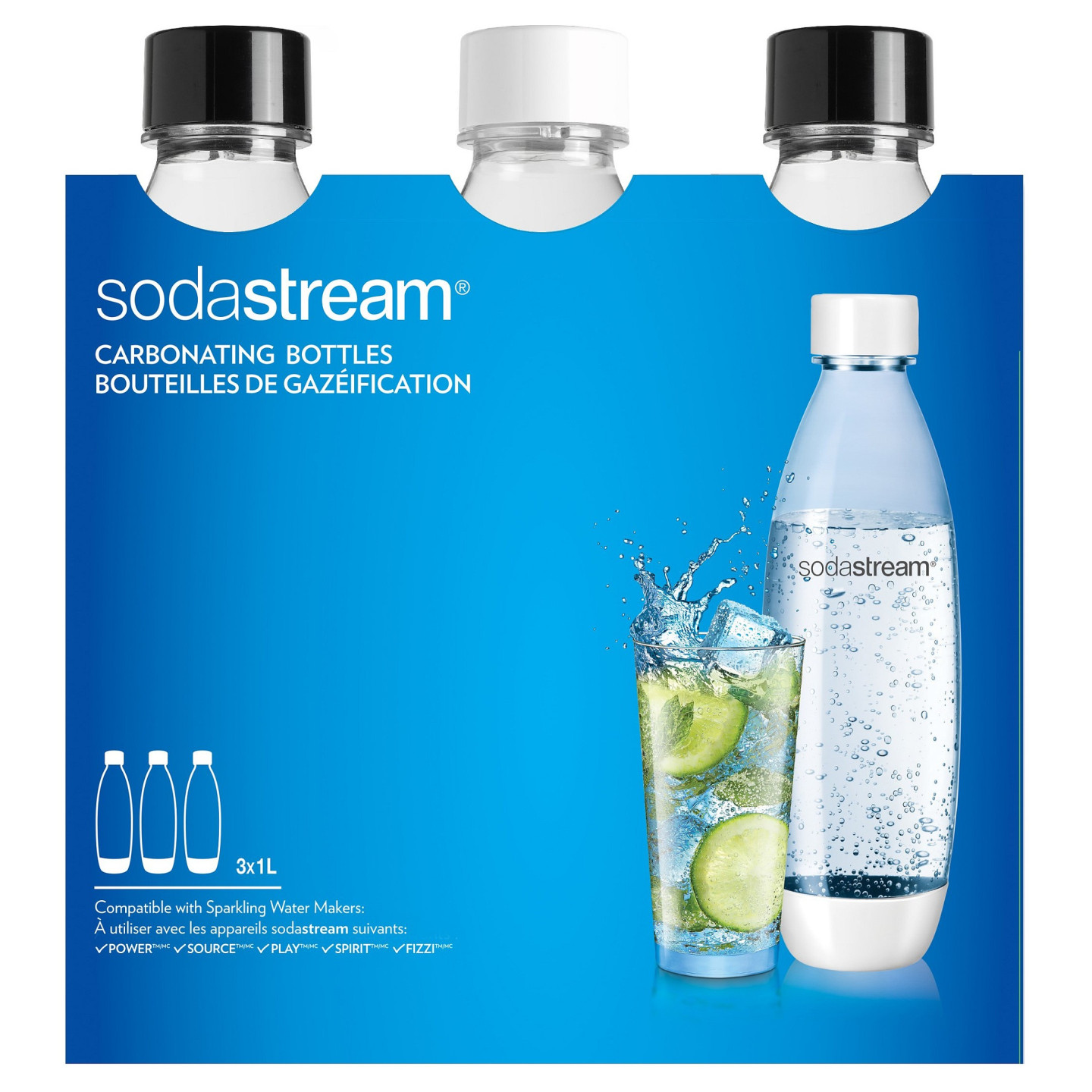 SodaStream Zubehör PET Flasche 3-Pack schwarz weiß — Buy in Cyprus with Fast Delivery