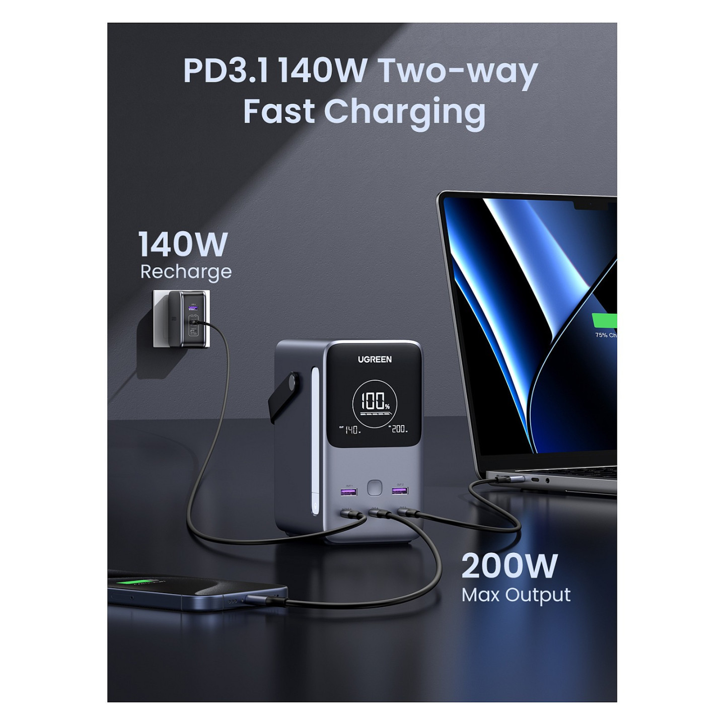 48000mAh 300W Fast Charging Power Bank gray — Buy in Cyprus with Fast Delivery