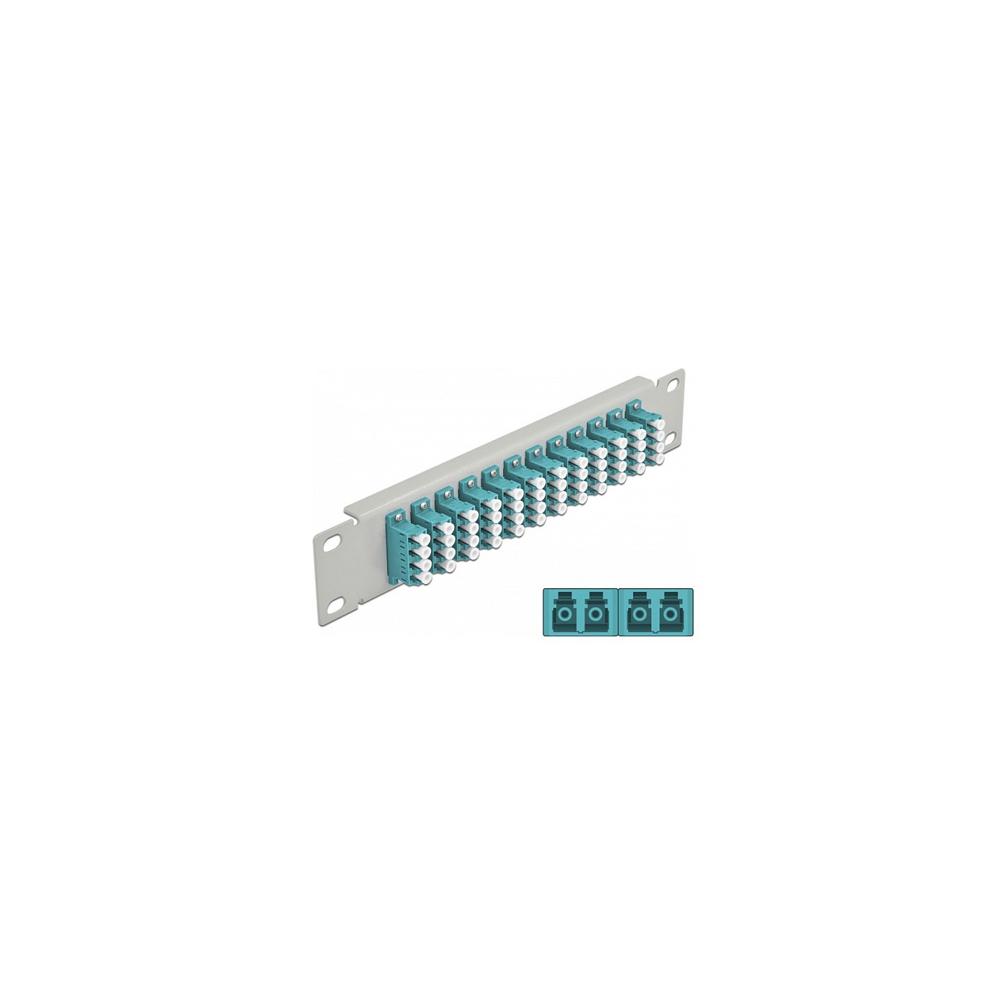 Delock 10? LWL Patchpanel 12 Port LC Quad aqua 1 HE grau — Buy in Cyprus with Fast Delivery