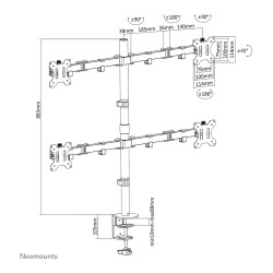 Neomounts FPMA-D550D4BLACK bewegliche Tischhalterung für 4 Bildschirme 13'-32' - Schwarz — Buy in Cyprus with Fast Delivery