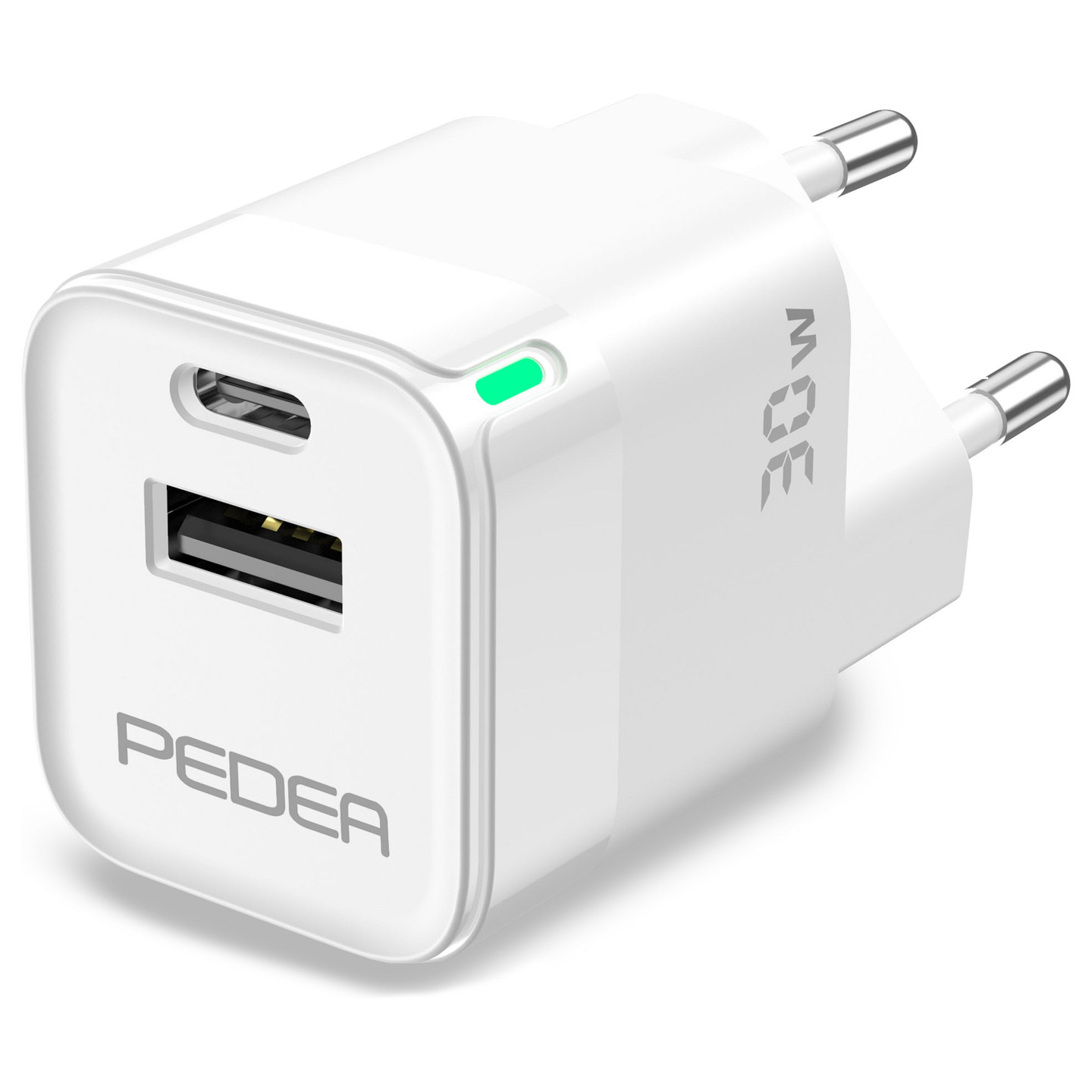 PEDEA 30W USB-C (PD) Schnellladegerät - 2-Ports Mehrfach Handy-Ladegerät mit USB-C und USB-A. weiß