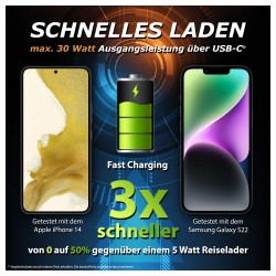 PEDEA 30W USB-C (PD) Schnellladegerät - 2-Ports Mehrfach Handy-Ladegerät mit USB-C und USB-A. weiß