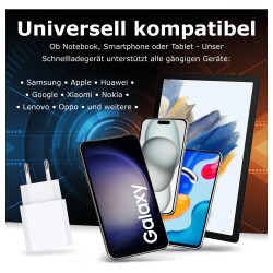 PEDEA 30W USB-C (PD) Schnellladegerät - 2-Ports Mehrfach Handy-Ladegerät mit USB-C und USB-A. weiß
