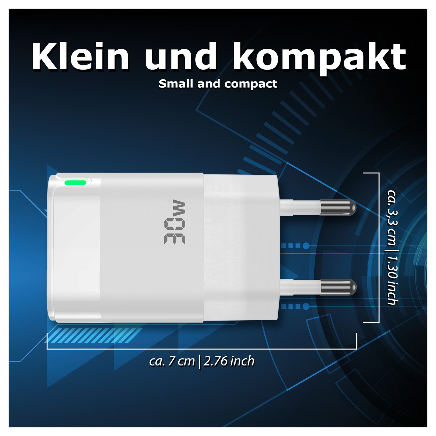 PEDEA 30W USB-C (PD) Schnellladegerät - 2-Ports Mehrfach Handy-Ladegerät mit USB-C und USB-A. weiß