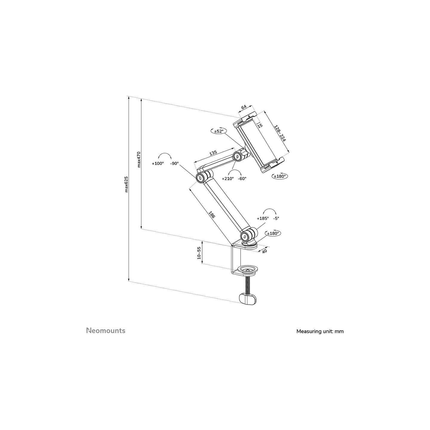 Tabletständer mit 3 Drehpunkten (4.7' - 12.9') max 1kg- Tischhalterung - Neomounts Weiß — Buy in Cyprus with Fast Delivery