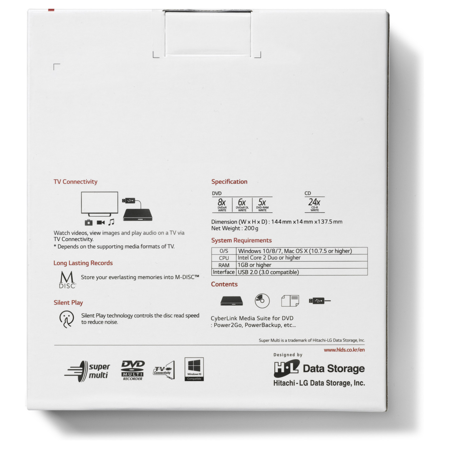 HLDS GP60NW60 DVD-Brenner ultra slim extern USB 2.0 weiss — Buy in Cyprus with Fast Delivery