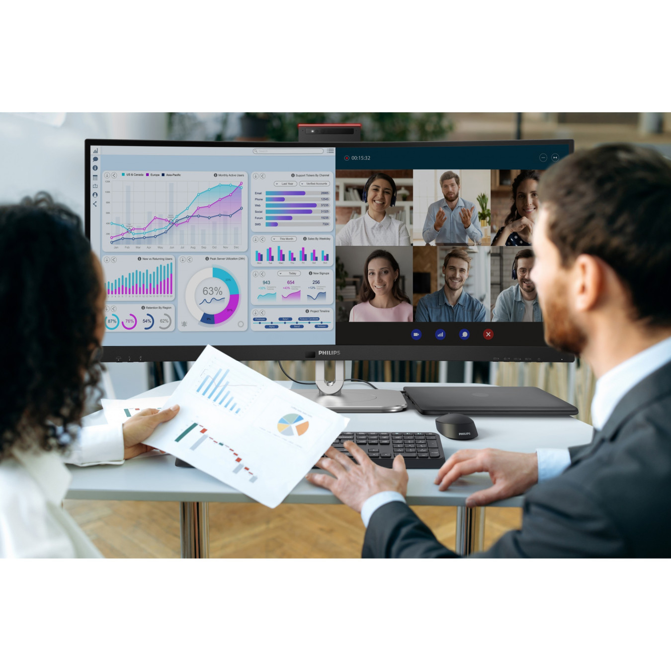 Philips 34B2U6603CH - 34in (86.4cm) Curved UWQHD 3440x1440 VA 120Hz USB-C HDMI DP - Grey — Buy in Cyprus with Fast Delivery