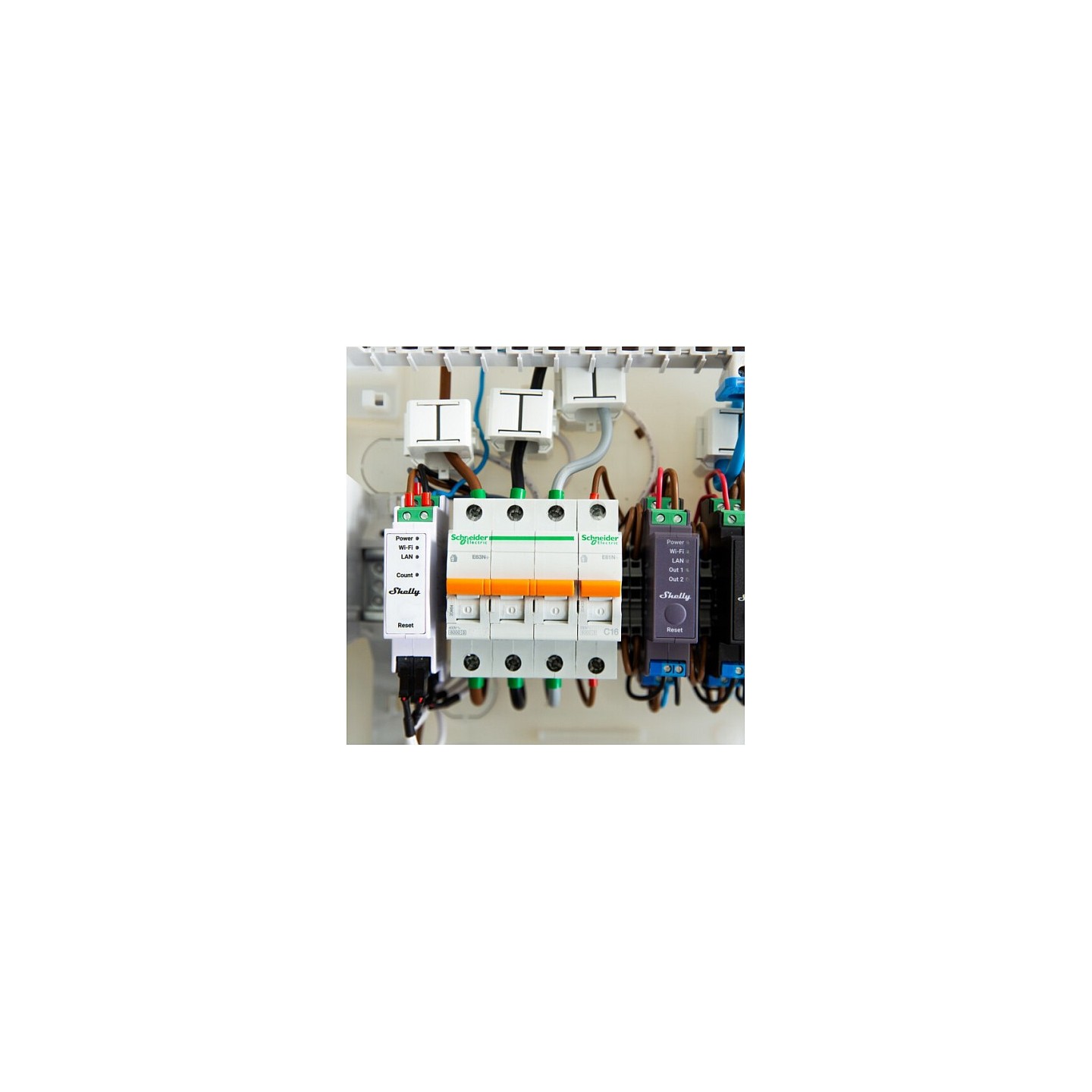 Shelly Relais 'Pro 3EM 120A' WLAN LAN Stromzähler Inkl. 3x 120A Klemmen Messfunktion BT DIN-Rail