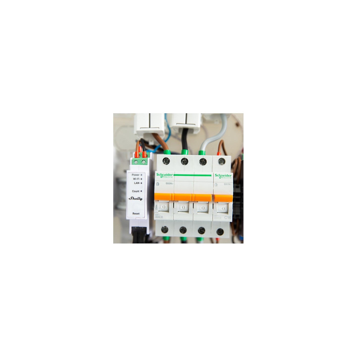 Shelly Relais 'Pro 3EM 120A' WLAN LAN Stromzähler Inkl. 3x 120A Klemmen Messfunktion BT DIN-Rail