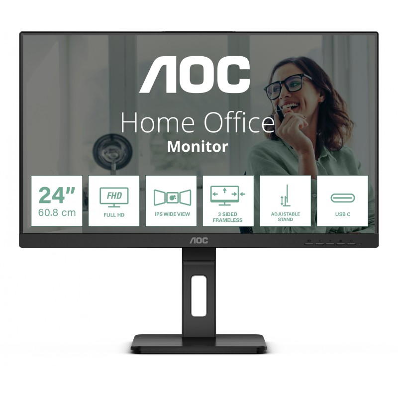 Buy AOC Pro-line 24P3CV - 23.8" FHD IPS Monitor, 75Hz 4ms - USB-C, DP, HDMI, Spe... in Cyprus, Nicosia, Limassol, Larnaka, Pafos