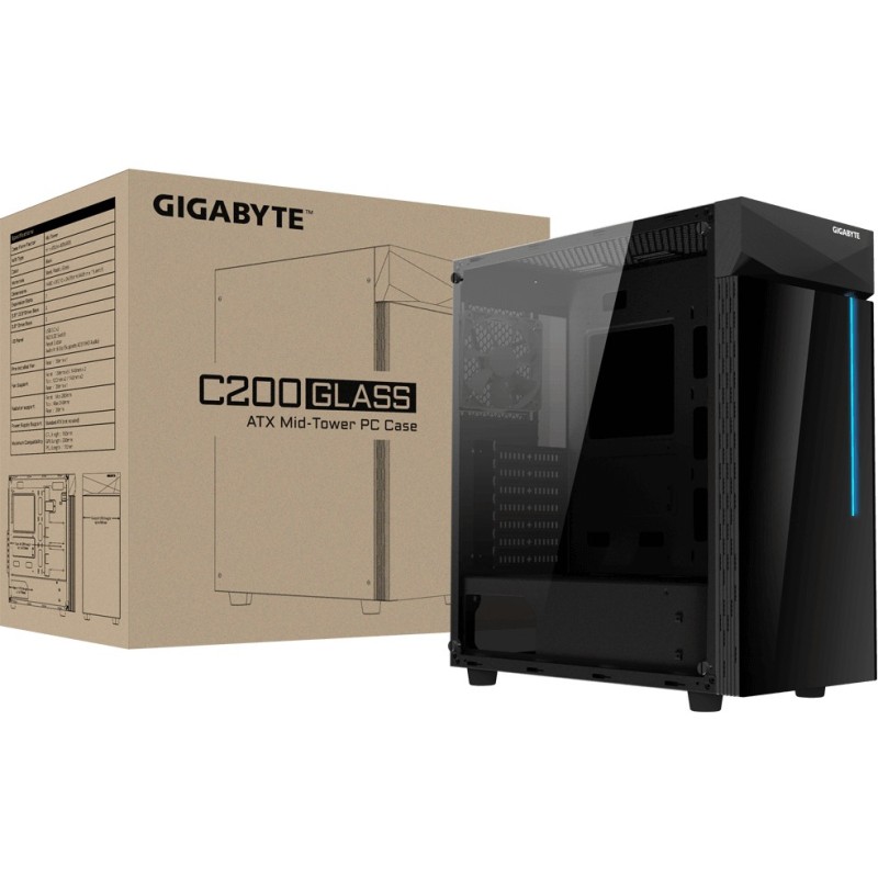Buy GIGABYTE C200G Midi Tower Case - GB-C200G - Black, ATX/mATX/Mini-ITX, Temper... in Cyprus, Nicosia, Limassol, Larnaka, Pafos