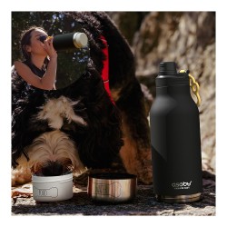 Asobu - Dog Bowl Buddy - Edelstahlflasche mit 2 Npfen Schwarz — Buy in Cyprus with Fast Delivery