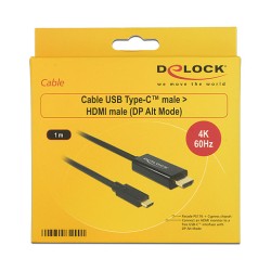 USB-C to HDMI (ST-ST) 1m 4K 60Hz DeLOCK Black — Buy in Cyprus with Fast Delivery
