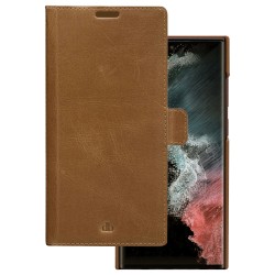 dbramante1928 Lynge - Flip-Hlle fr Mobiltelefon - genarbtes Leder - Hellbraun - fr Samsung Galaxy S22 Ultra
